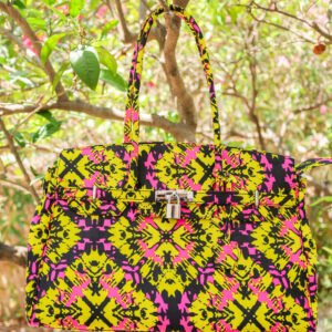 Bolso estampado Rosalie amarillo, rosa y negro